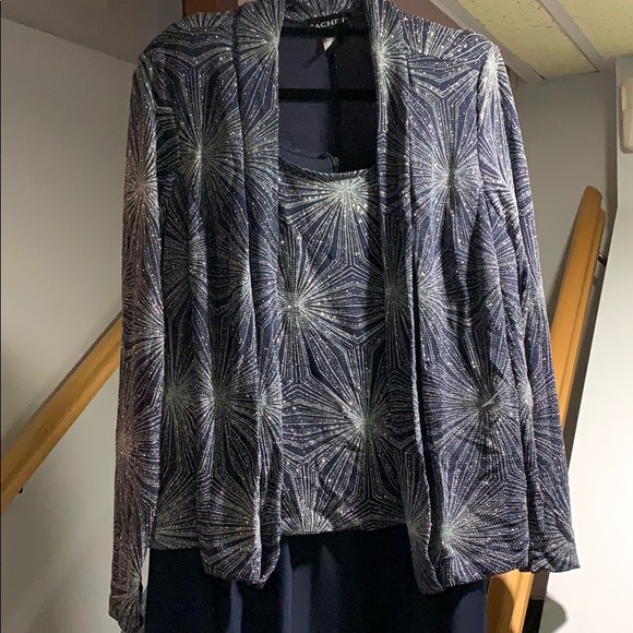 Cache navy blue and silver gown - Picture 2 of 7